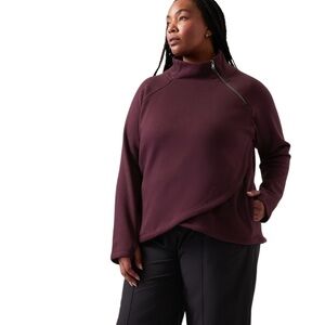 #02 Athleta Cozy Karma Asym Pullover Sweatshirt Cabernet Plus Size Nwot